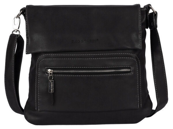 Bag Street Damentasche Umhängetasche Handtasche Schultertasche T0103 Schwarz