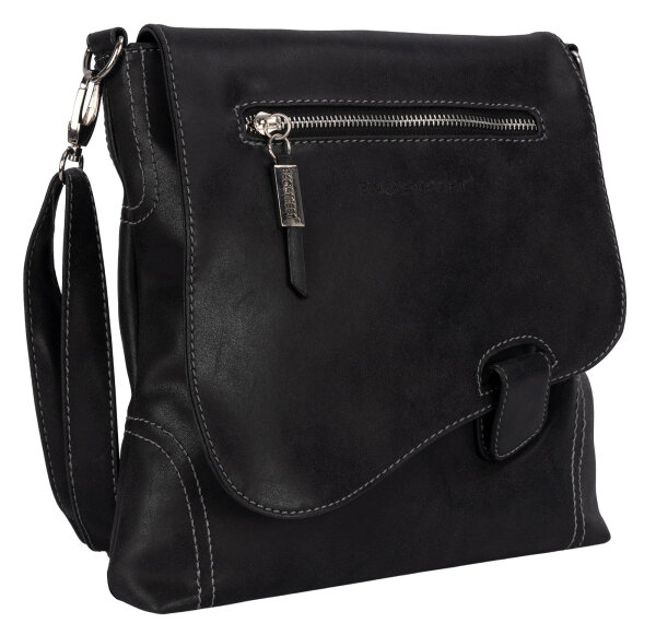 Bag Street Damentasche Umhängetasche Handtasche Schultertasche T0104 Schwarz