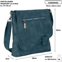 Bag Street Damentasche Umhängetasche Handtasche Schultertasche T0104 Blau