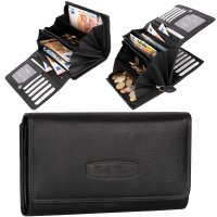 RFID Damen Geldbörse Portemonnaie Geldbeutel Damenbörse Leder 14 Karten Braun