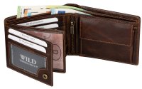 RFID echt Leder Portemonnaie Geldbörse Geldbeutel Herren  Querformat Braun