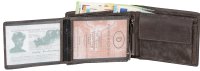 RFID echt Leder Portemonnaie Geldbörse Geldbeutel Herren  Querformat Grau