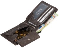 RFID echt Leder Portemonnaie Geldbörse Geldbeutel Herren  Querformat Grau