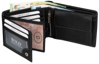 RFID echt Leder Portemonnaie Geldbörse Geldbeutel Herren  Querformat Schwarz