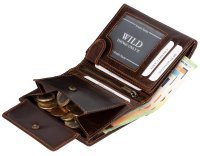 RFID echt Leder Portemonnaie Geldbörse Geldbeutel Herren  Hochformat Braun