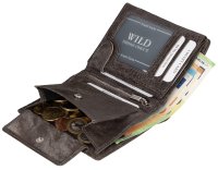 RFID echt Leder Portemonnaie Geldbörse Geldbeutel Herren  Hochformat Grau