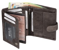 RFID echt Leder Portemonnaie Geldbörse Riegelbörsel Herren  Hochformat Grau