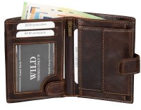 RFID echt Leder Portemonnaie Geldbörse Riegelbörsel Herren  Hochformat Braun