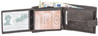 RFID echt Leder Portemonnaie Geldbörse Riegelbörsel Herren  Querformat Grau