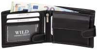 RFID echt Leder Portemonnaie Geldbörse Riegelbörsel Herren  Querformat Schwarz