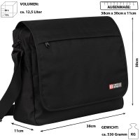 Arbeitstasche Umhängetasche Messenger BagBase Herrentasche Schwarz