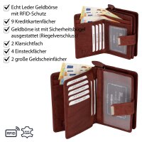 Money Maker RFID Damen Geldbörse Portemonnaie Geldbeutel Damenbörse Leder Braun