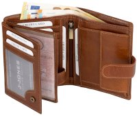 RFID echt Leder Portemonnaie Geldbörse Riegelbörsel Herren  Hochformat Cognac.