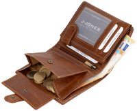RFID echt Leder Portemonnaie Geldbörse Riegelbörsel Herren  Hochformat Cognac.