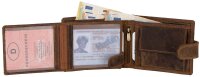 RFID Büffelleder Geldbörse Herren echt Leder Portemonnaie  Querformat Tan.