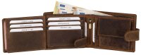 RFID Büffelleder Geldbörse Herren echt Leder Portemonnaie  Querformat Tan.