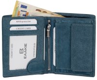 RFID echt Leder Portemonnaie Geldbörse Geldbeutel Herren  Hochformat Waschblau