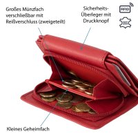 RFID Damen Geldbörse Portemonnaie Geldbeutel Damenbörse Leder Rot
