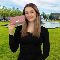 JENNIFER JONES Damen Geldbörse Geldbeutel Brieftasche Portemonnaie XXL Rose