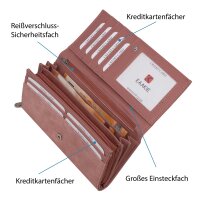 JENNIFER JONES Damen Geldbörse Geldbeutel Brieftasche Portemonnaie XXL Rose