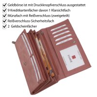 JENNIFER JONES Damen Geldbörse Geldbeutel Brieftasche Portemonnaie XXL Rose