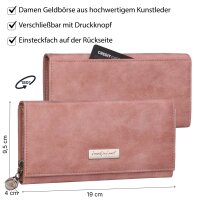 JENNIFER JONES Damen Geldbörse Geldbeutel Brieftasche Portemonnaie XXL Rose