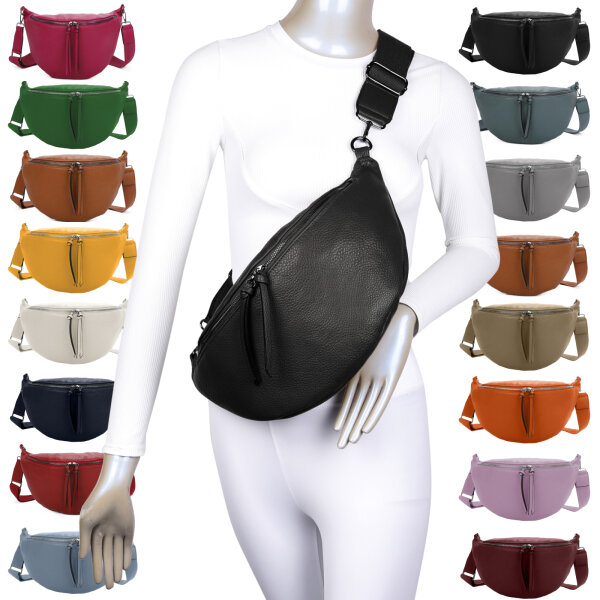 XL Umhängetasche Crossbody-Bag Kunstleder weich Gürteltasche Schultertasche