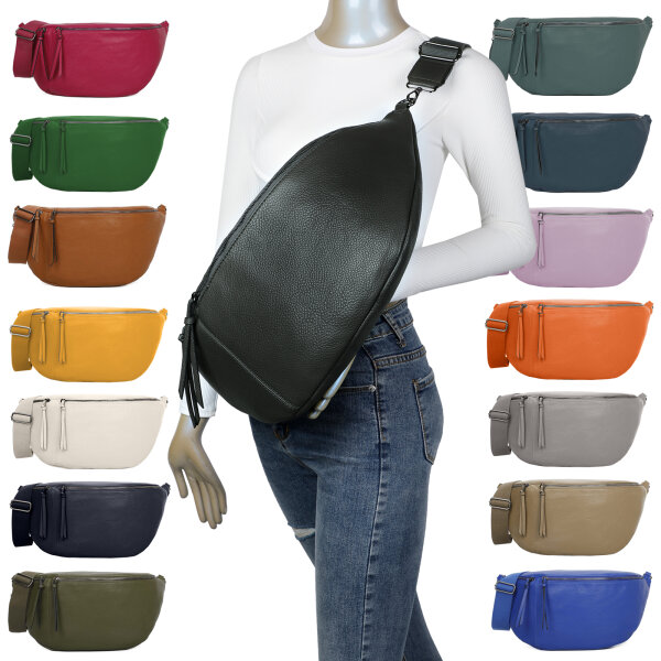 Große Umhängetasche Crossbody-Bag Kunstleder weich Gürteltasche Schultertasche