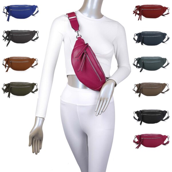 Bauchtasche Klein Umhängetasche Crossbody-Bag Hüfttasche Kunstleder Italy-Design