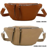 Bauchtasche XL Umhängetasche Crossbody-Bag Hüfttasche Kunstleder Italy-Design