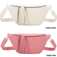 Bauchtasche XL Umhängetasche Crossbody-Bag Hüfttasche Kunstleder Italy-Design