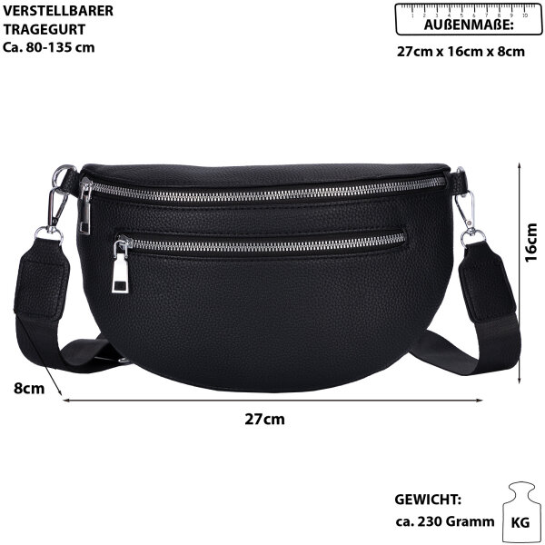Bauchtasche Umhängetasche Crossbody-Bag Hüfttasche Kunstleder Italy-Design