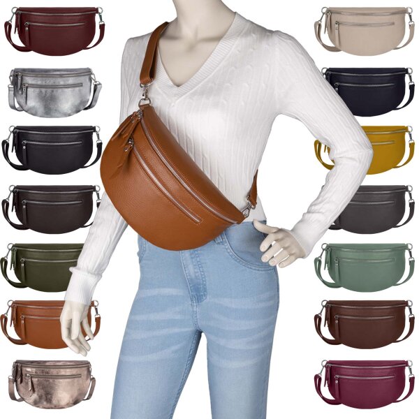 Bauchtasche Umhängetasche Crossbody-Bag Hüfttasche Echt Leder Italy-Design