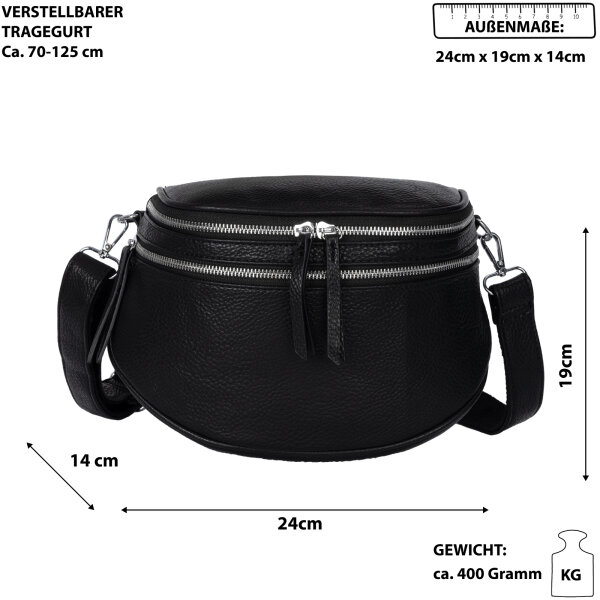Bauchtasche Umhängetasche Crossbody-Bag Hüfttasche Kunstleder Italy-Design