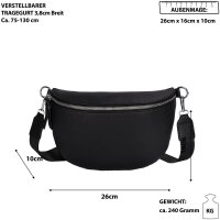 Bauchtasche XL Umhängetasche Crossbody-Bag Hüfttasche Kunstleder Italy-Design