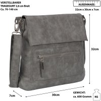 Bag Street Damentasche Umhängetasche Handtasche Schultertasche T0103 GRAU