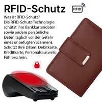 RFID Damen Geldbörse Portemonnaie Geldbeutel Damenbörse Rindleder Leder Braun
