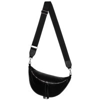 Bauchtasche XL Umhängetasche Crossbody-Bag Hüfttasche Kunstleder Italy-Design BLACK