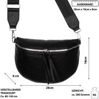 Bauchtasche Umhängetasche Crossbody-Bag Hüfttasche Kunstleder Italy-Design BLACK