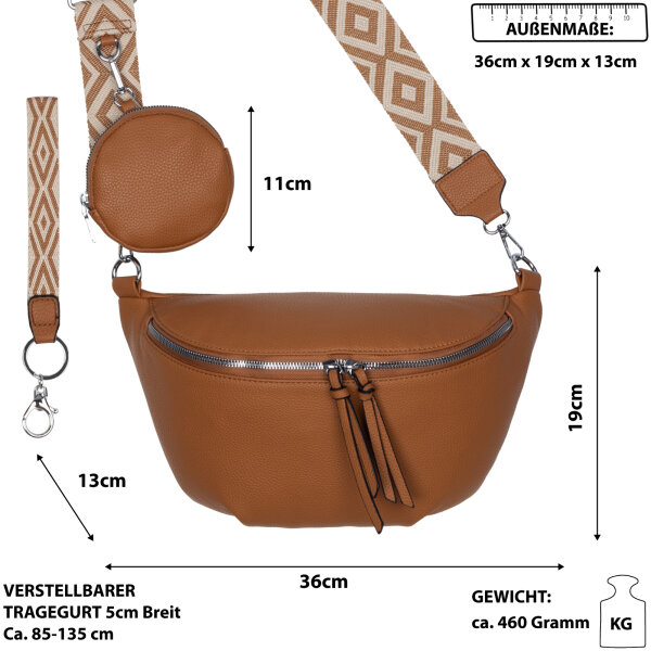 Bauchtasche  Umhängetasche Crossbody-Bag Hüfttasche Kunstleder Italy-Design