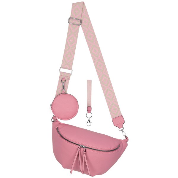 Bauchtasche  Umhängetasche Crossbody-Bag Hüfttasche Kunstleder Italy-Design PEACH