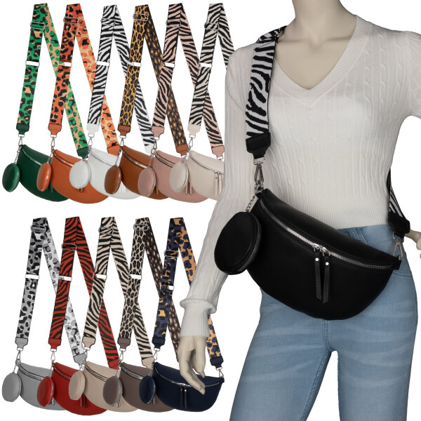 Bauchtasche  Umhängetasche Crossbody-Bag Hüfttasche Kunstleder Italy-Design