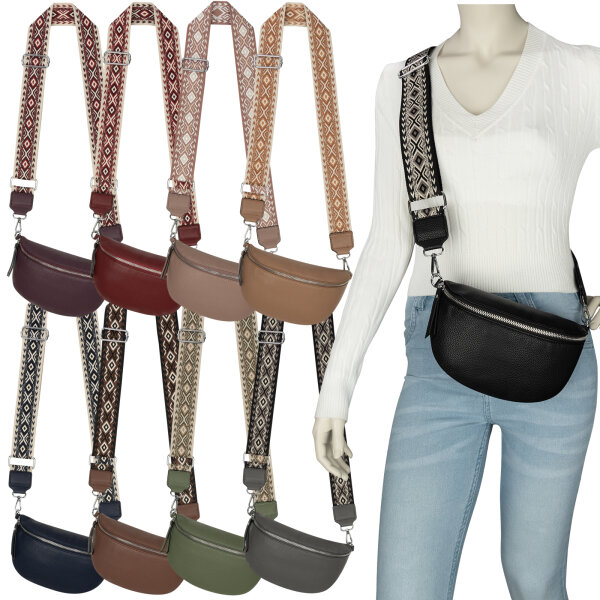 Bauchtasche Umhängetasche Crossbody-Bag Hüfttasche Kunstleder Italy-Design