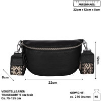 Bauchtasche Umhängetasche Crossbody-Bag Hüfttasche Kunstleder Italy-Design