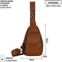 Brusttasche Umhängetasche Schultertasche Cross Body Bag Kunstleder Italy-Design