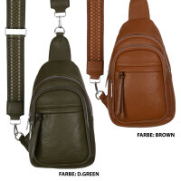 Brusttasche Umhängetasche Schultertasche Cross Body Bag Kunstleder Italy-Design