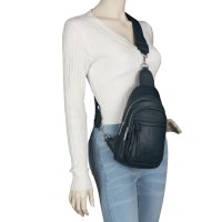 Brusttasche Umhängetasche Schultertasche Cross Body Bag Kunstleder Italy-Design LAKE BLUE