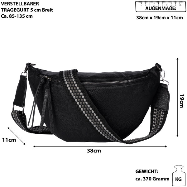 Bauchtasche  Umhängetasche Crossbody-Bag Hüfttasche Kunstleder Italy-Design