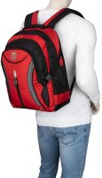 Rucksack Damen Herren Sport Schulrucksack Freizeit Reise Wandern Arbeit Backpack Rot