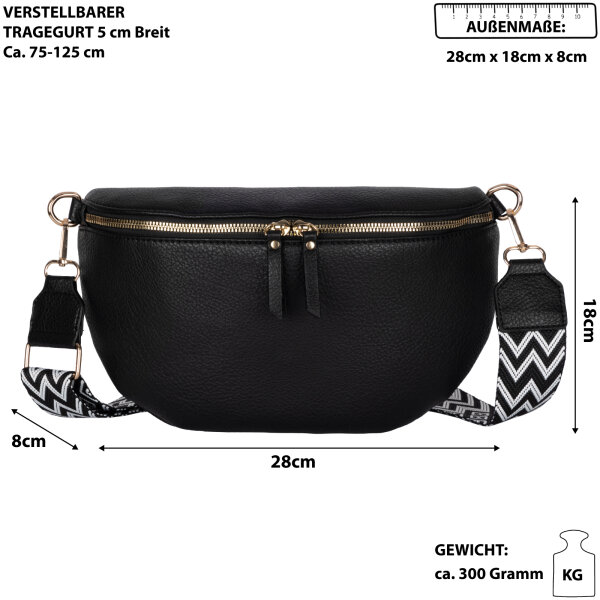 Bauchtasche Umhängetasche Crossbody-Bag Hüfttasche Kunstleder Italy-Design